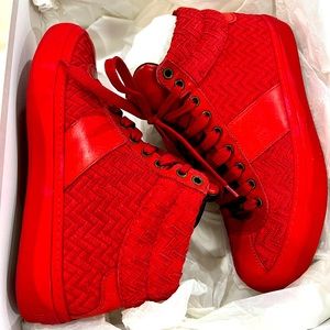 Jimmy Choo Belgravia Cut Ultra Red High Top Sneakers 40